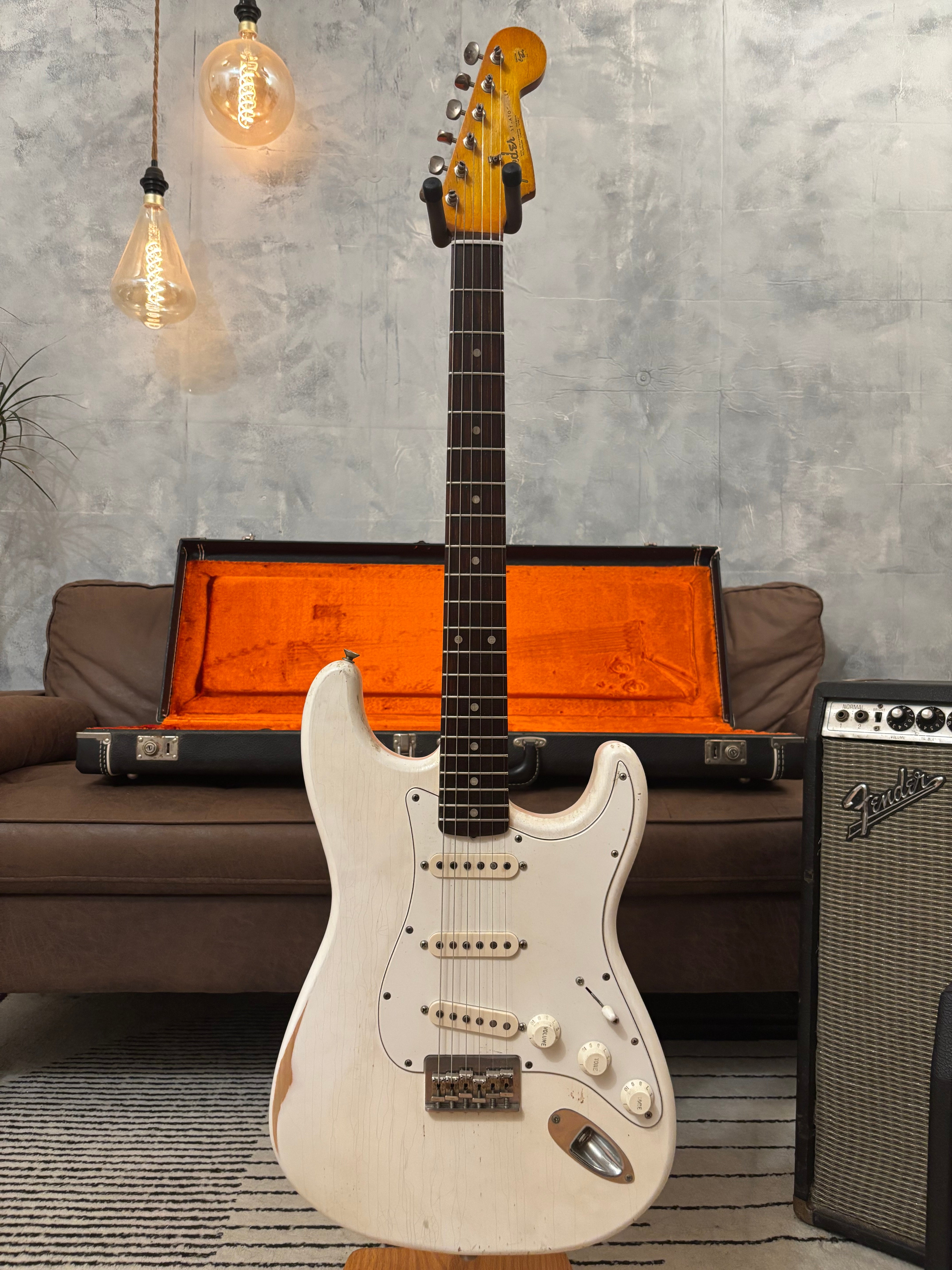 Fender Stratocaster GLAS Custom 1963 Vintage White Heavy Relic Hardtail Featherlight 7lb