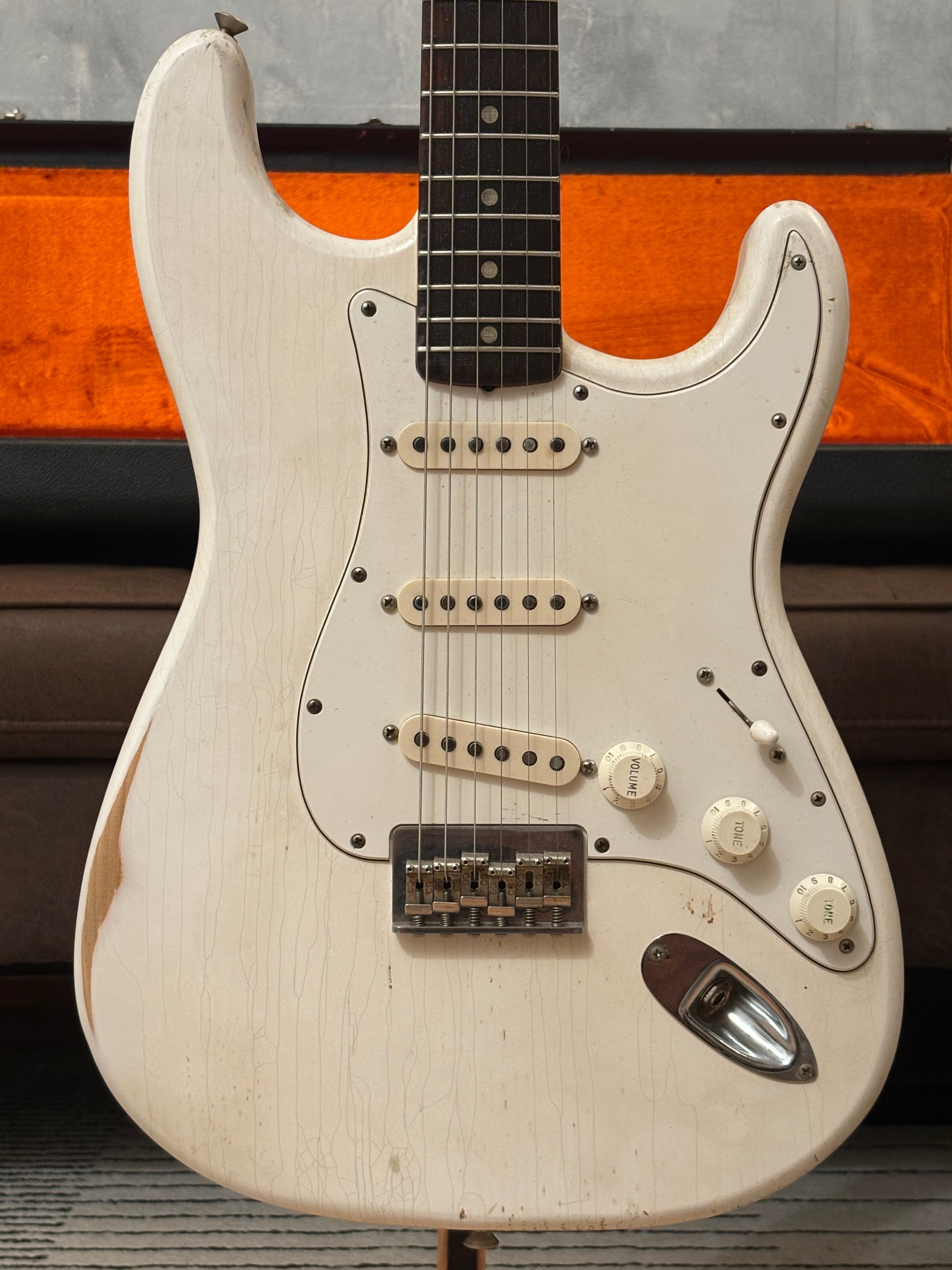 Fender Stratocaster GLAS Custom 1963 Vintage White Heavy Relic Hardtail Featherlight 7lb