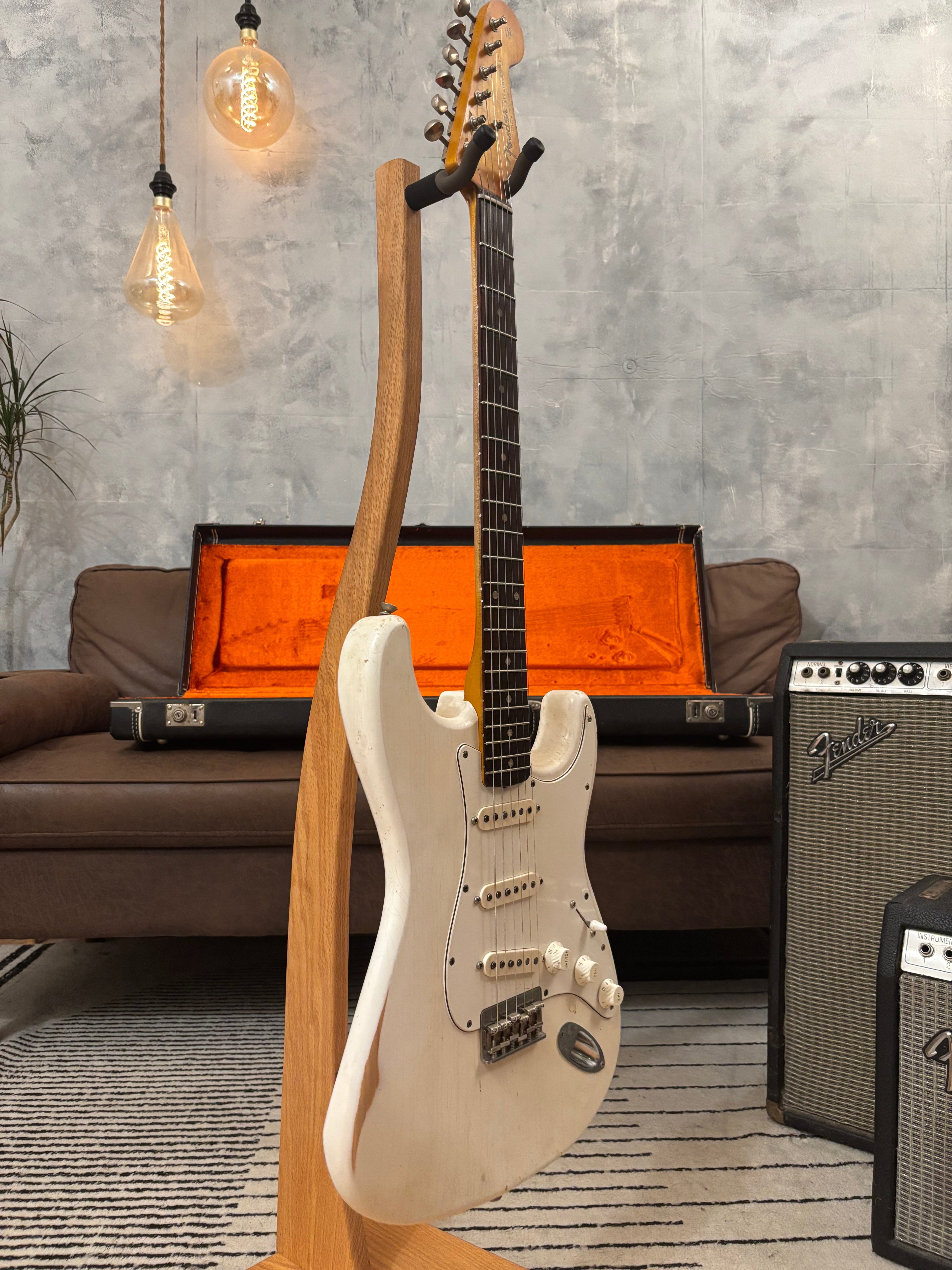 Fender Stratocaster GLAS Custom 1963 Vintage White Heavy Relic Hardtail Featherlight 7lb