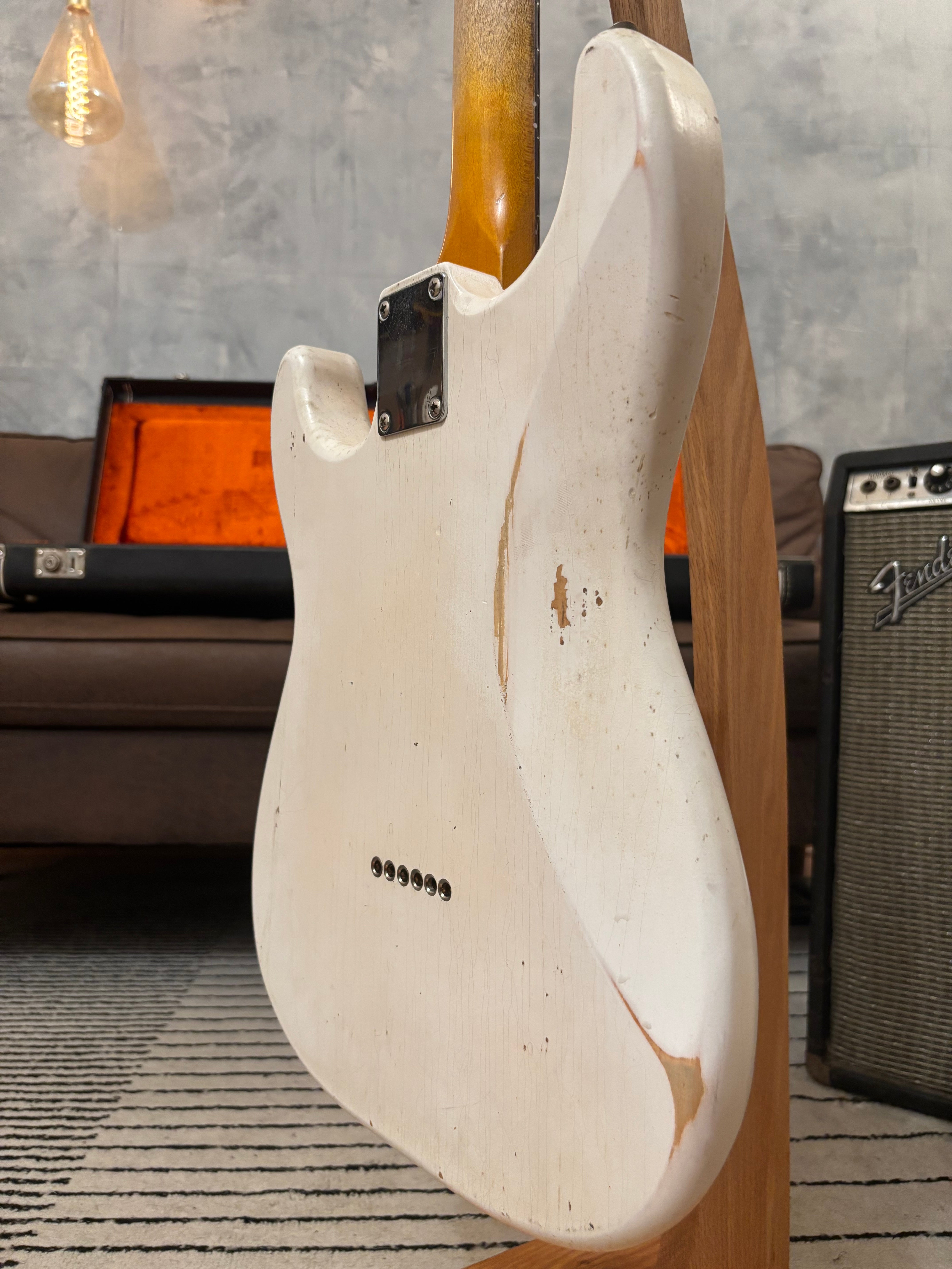 Fender Stratocaster GLAS Custom 1963 Vintage White Heavy Relic Hardtail Featherlight 7lb