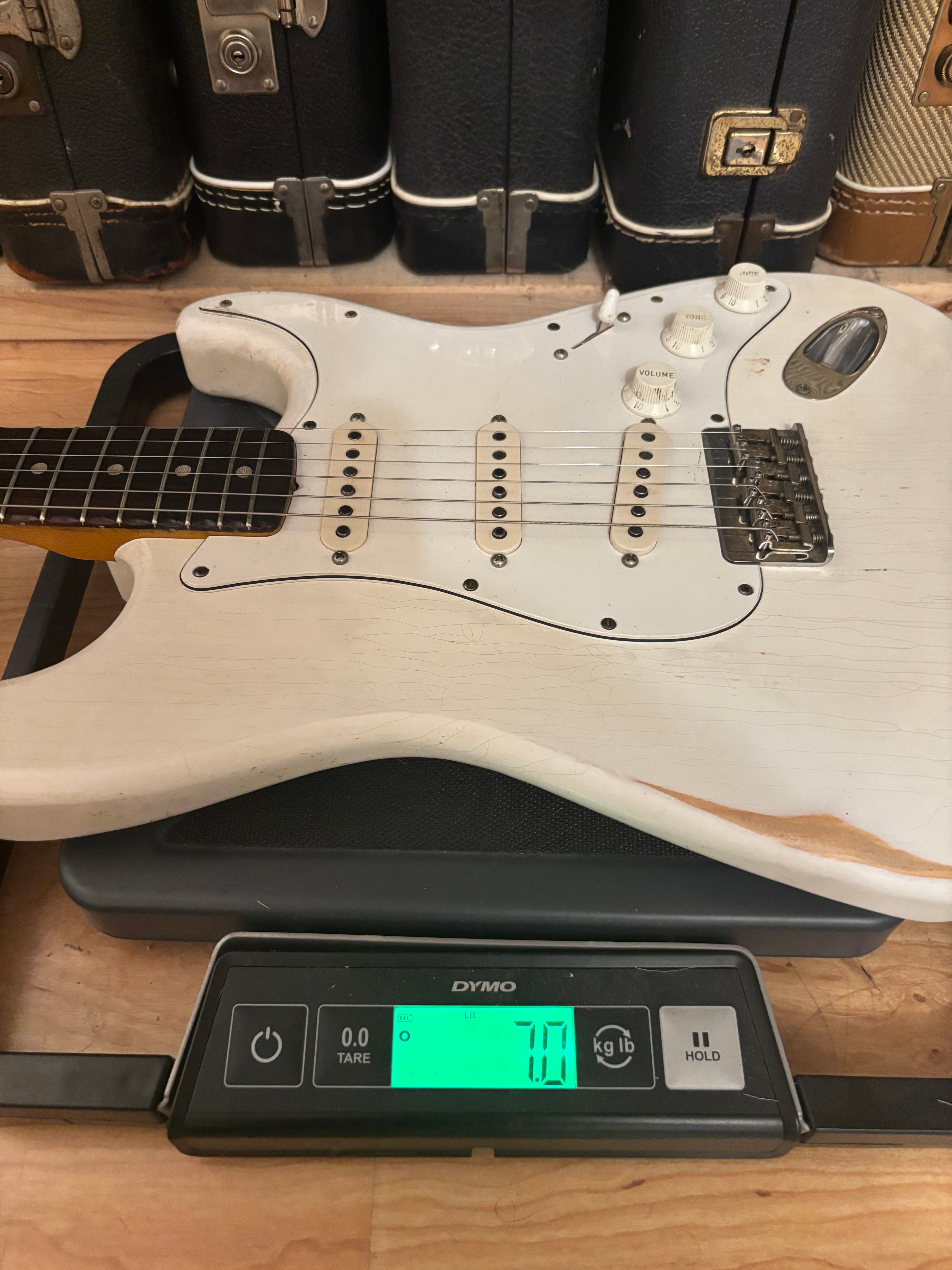 Fender Stratocaster GLAS Custom 1963 Vintage White Heavy Relic Hardtail Featherlight 7lb